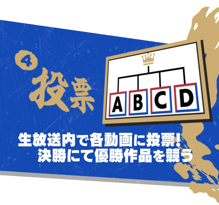 ④投票 生放送内で各動画に投票!決勝にて優勝作品を競う